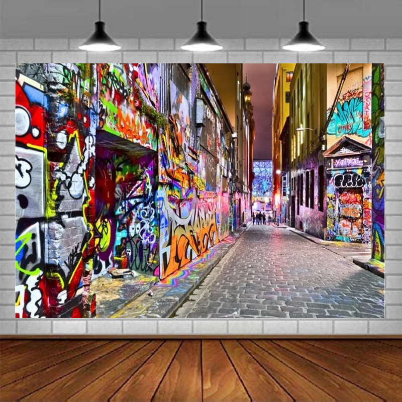 Urban Street Fashion Photography - Urban Graffiti Photography Backdrop Street Cartoon