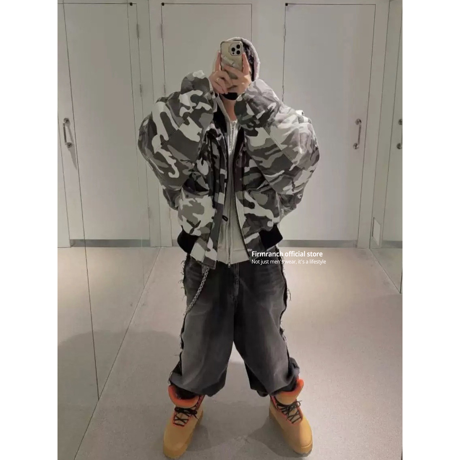 Street Fashion Outfit For Men - Firmranch Korean Fashion Snow Camouflage Cotton