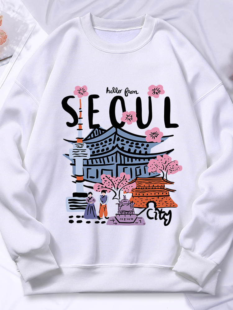 Street Fashion Of Seoul - Seoul Beautiful Scenery Printing Womens Hooded
