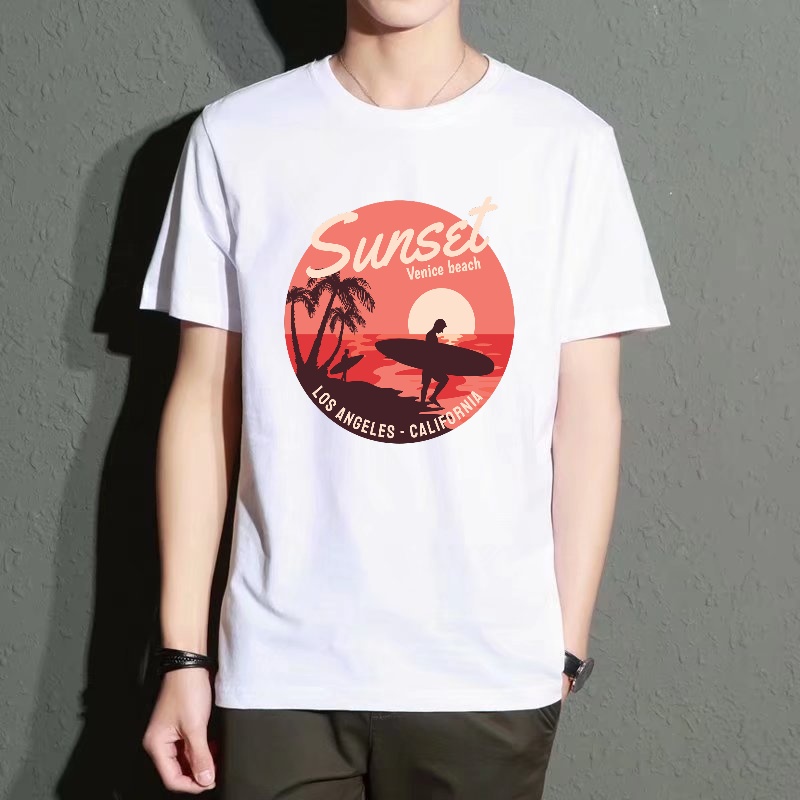 Men's Black Round-Neck Short-S - Street Fashion Venice avaliação e preço