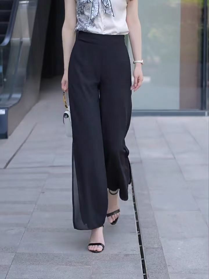 High Slit Solid Black Loose Yo - Fashion Street Yoga avaliação e preço