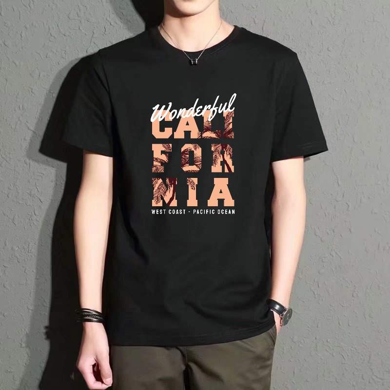 Men's Black Round-Neck Short-S - Street Fashion California avaliação e preço