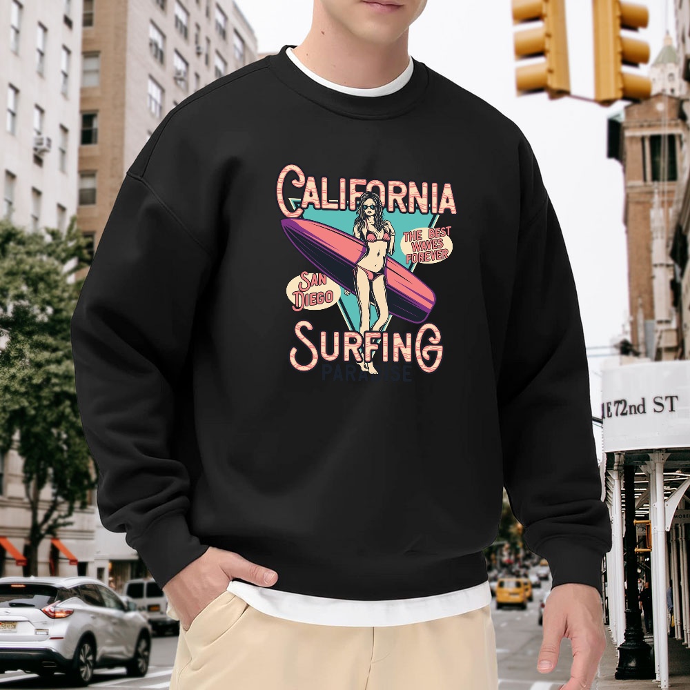 Men's Black Crew Neck Loose Sw - Street Fashion California avaliação e preço