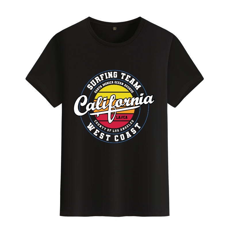 Men's Black Crew Neck Short-Sl - Street Fashion California avaliação e preço