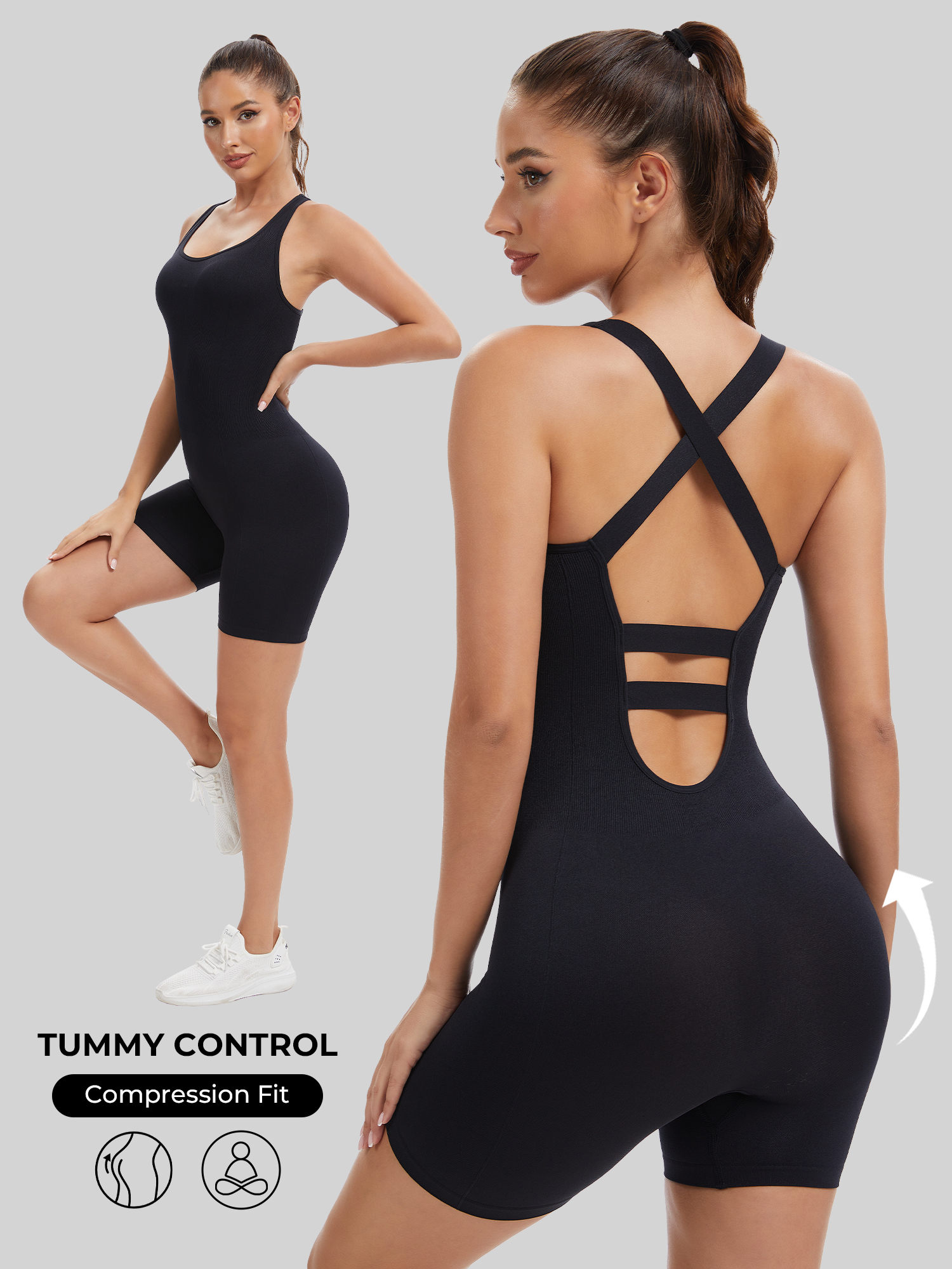 Knit Booty Lifting Bodysuit, Q - Fashion Street Yoga avaliação e preço