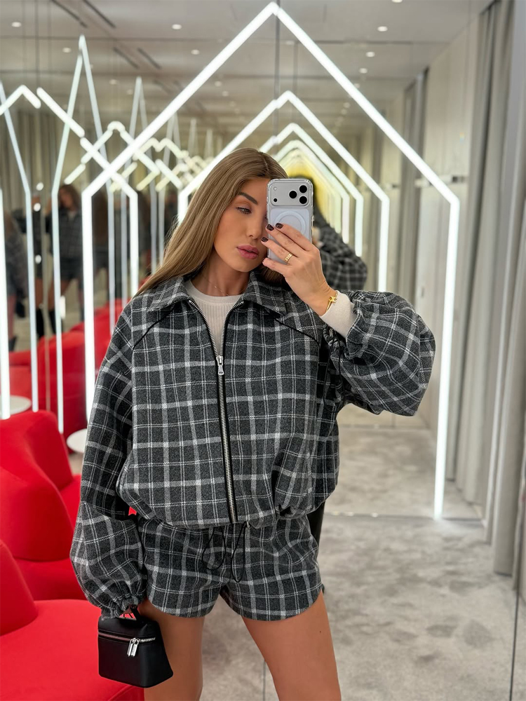 Women Casual Plaid Shorts Sets - Street Fashion Outfit For Men avaliação e preço