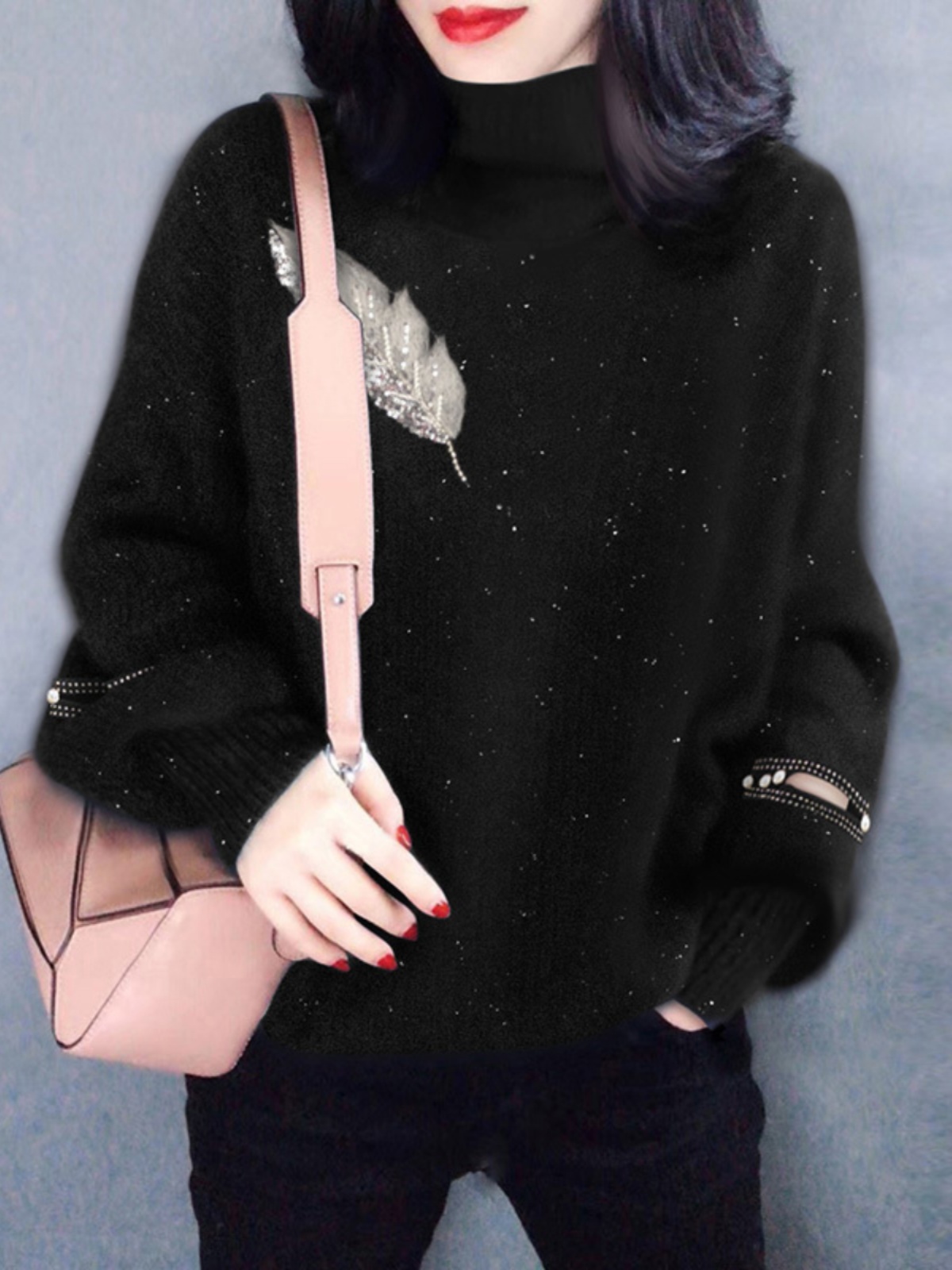 Black High Collar Knitted Swea - Street Fashion Outlet avaliação e preço