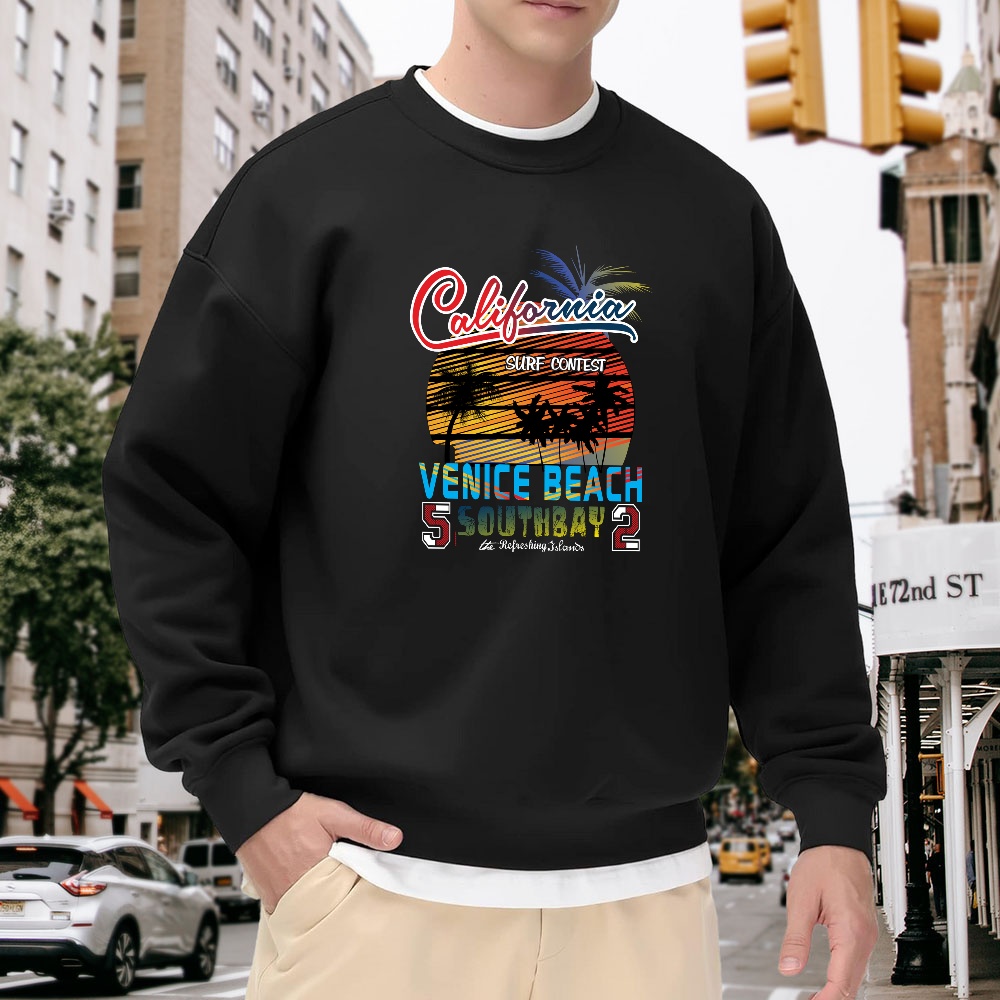 Men's Black Crew Neck Loose Sw - Street Fashion California avaliação e preço