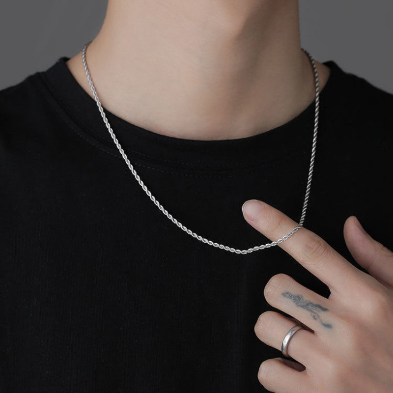 Men Polished Thin Twist Rope C - Street Fashion Guys avaliação e preço