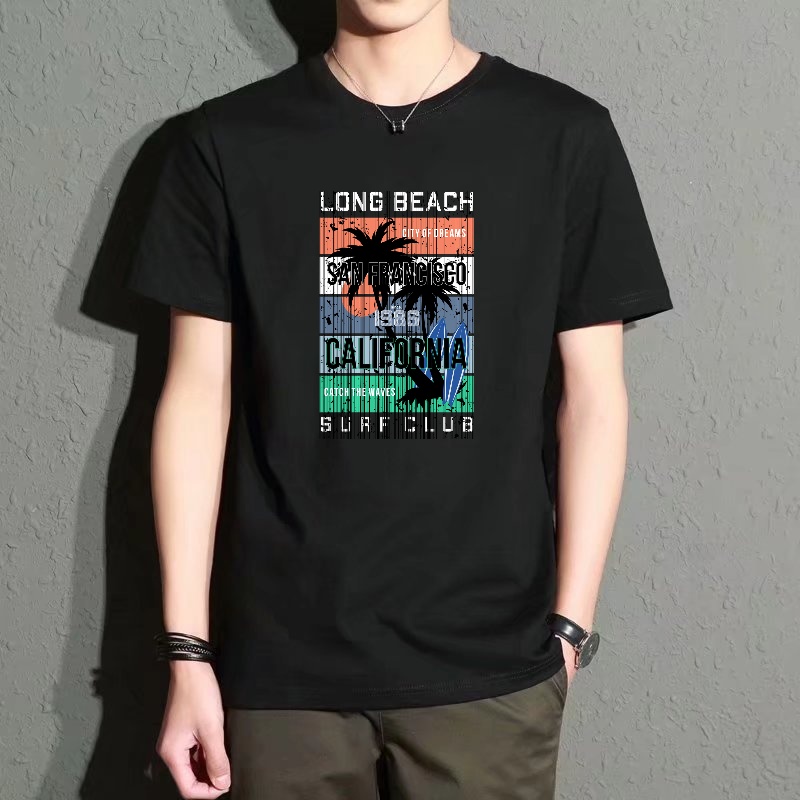Men's Black Crew Neck Short-Sl - Street Fashion California avaliação e preço