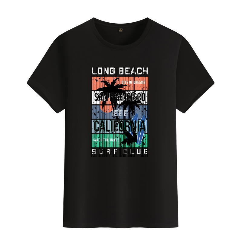 Men's Black Crew Neck Short-Sl - Street Fashion California avaliação e preço