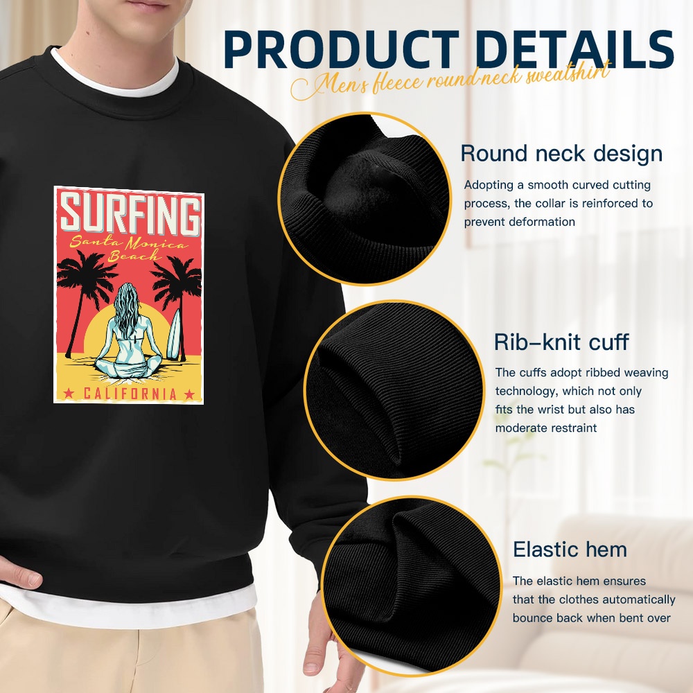 Men's Black Crewneck Sweatshir - Street Fashion California avaliação e preço