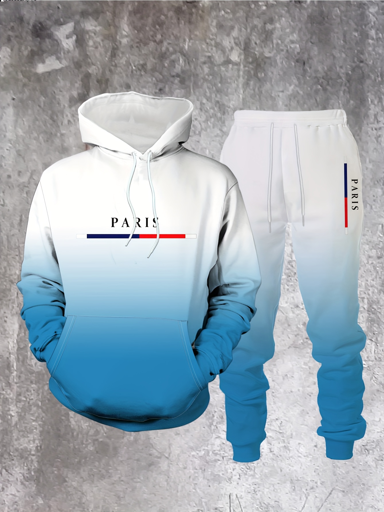 Gradient Color Paris Tracksuit - Street Fashion Outfit For Men avaliação e preço