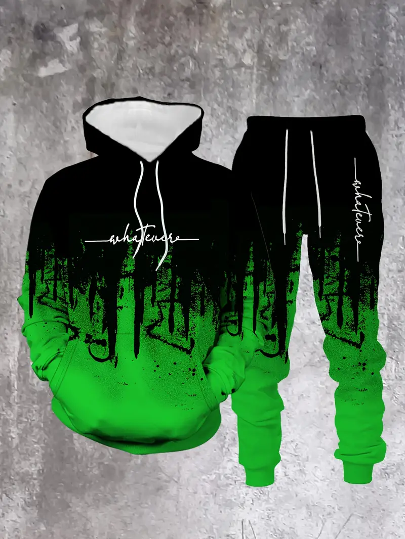 Gradient Color Paris Tracksuit - Street Fashion Outfit For Men avaliação e preço