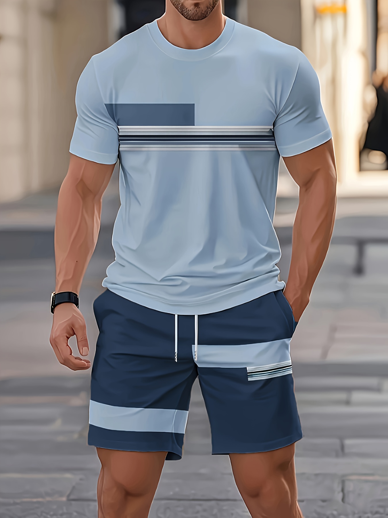Summer Men's Sets Casual O-nec - Street Fashion Outfit For Men avaliação e preço