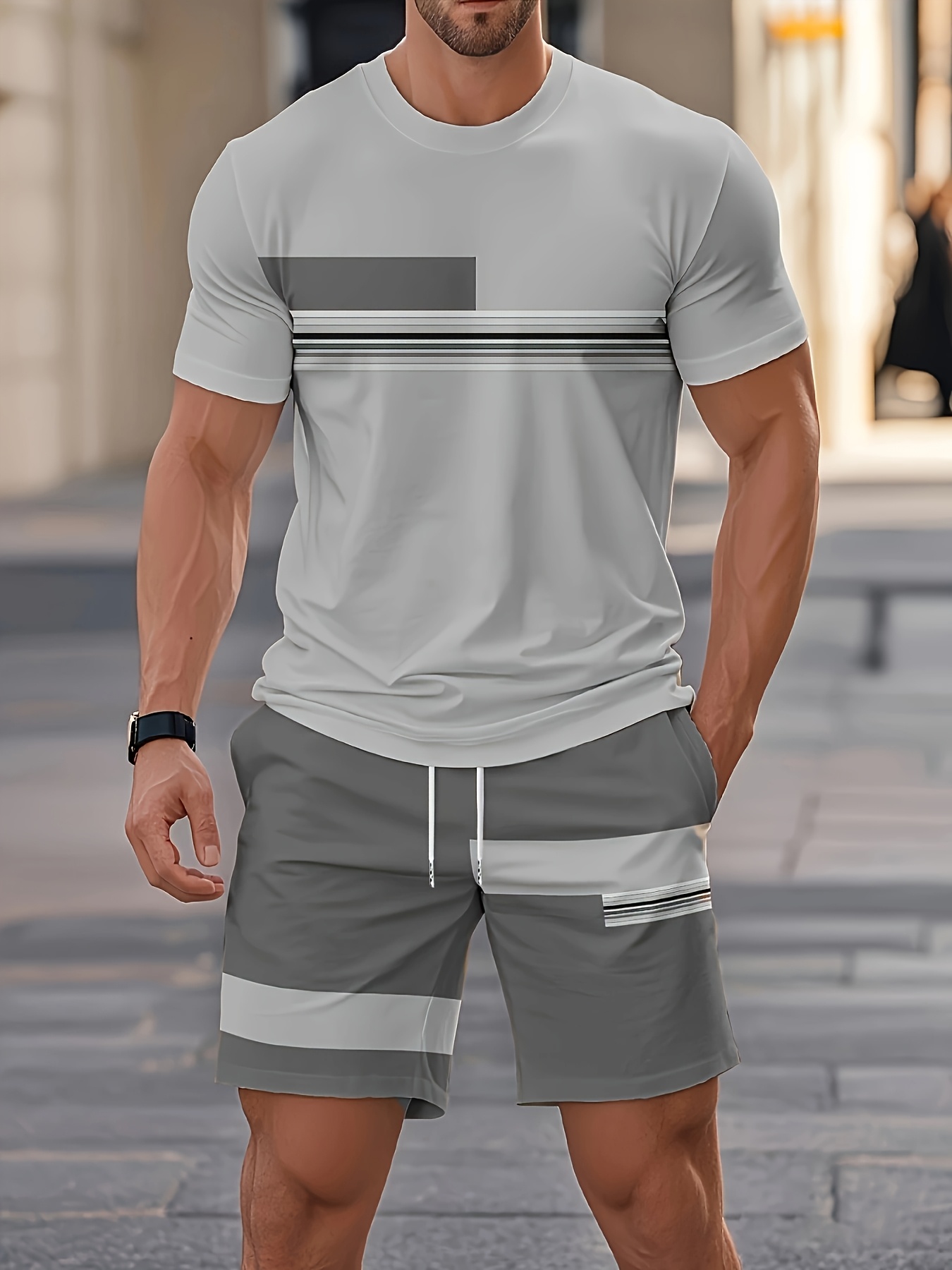 Summer Men's Sets Casual O-nec - Street Fashion Outfit For Men avaliação e preço