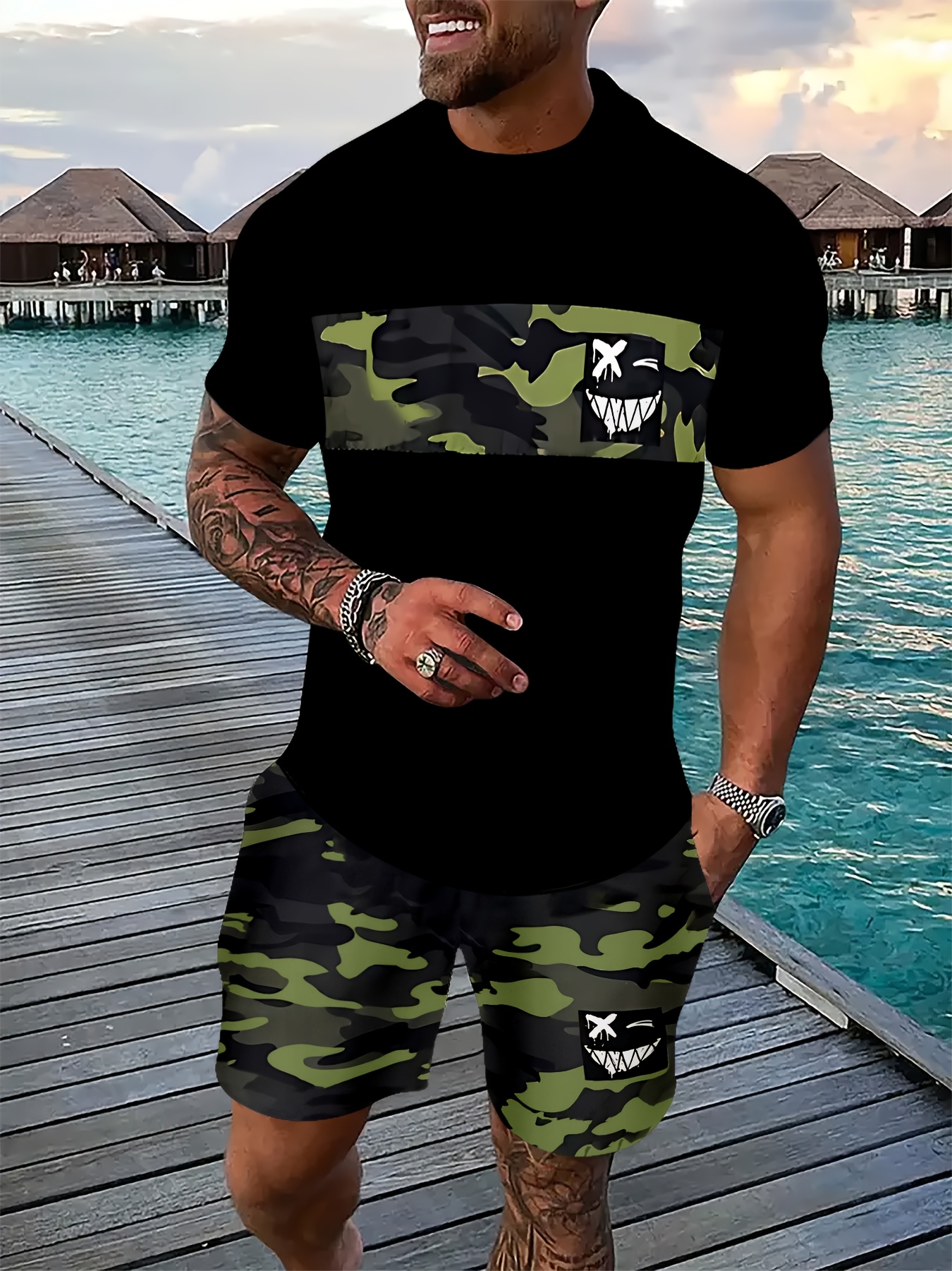 Summer Men's Sets Casual O-nec - Street Fashion Outfit For Men avaliação e preço